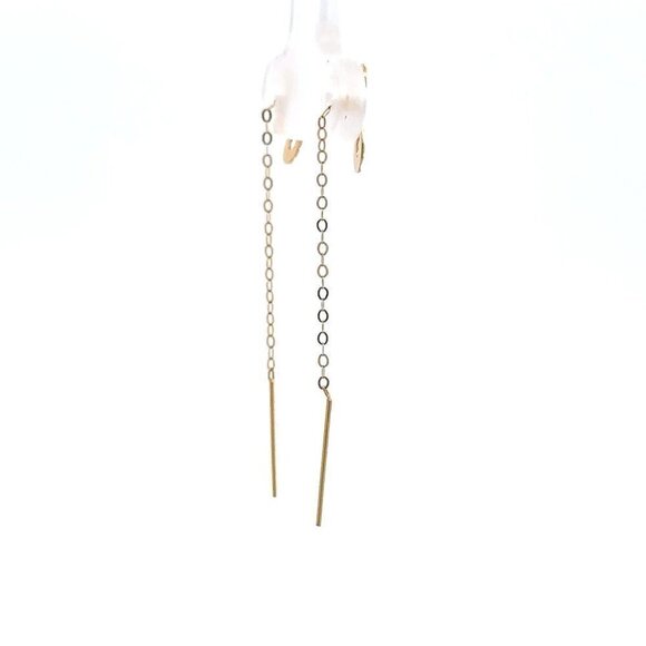 18K Gold Earrings Threader Infinity Tiny 0.28 grams - Picture 6 of 9